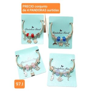 Pulseras Pandora MM 97I. Conjunto de 4 unidades.