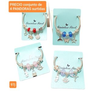 Pulseras Pandora MM 97J. Conjunto de 4 unidades.