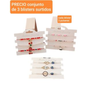 Pulseras en blisters. Conjunto de 3 blisters. Modelos surtidos.