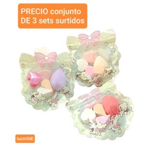 Set de esponjas para maquillaje 50 E. Conjunto de 3 sets.