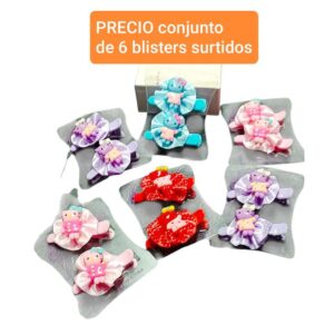 Picos con apliques Hello Kity. Conjunto de 6 pares. Colores surtidos.