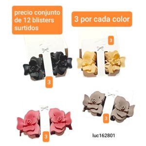 Broches LucMD 162801. Conjunto de 12 pares. Colores surtidos.
