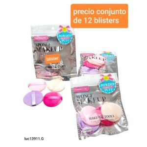 Set de esponjas para maquillaje LucMD 13911G. Conjunto de 12 sets.