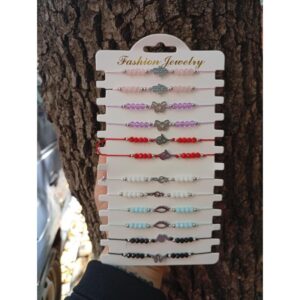 Set de 12 pulseras de hilo regulables