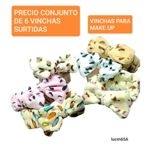 Vinchas para maquillaje LucMD 65A. Conjunto de 6 unidades.