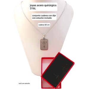 Conjunto LucMD: cadena con medalla Cristo + estuche
