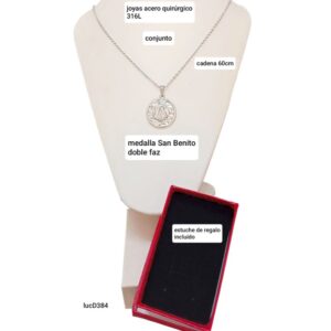 Conjunto LucMD D384. Cadena con medalla San Benito + estuche.