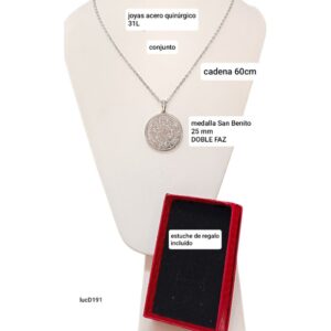 Conjunto LucMD D0191. Cadena con medalla San  Benito + estuche.