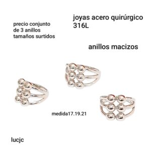 Anillos LucJC. Conjunto de 3 unidades. Tamaños surtidos.