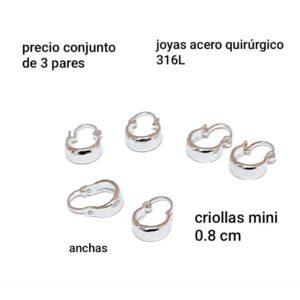 Aros criollitas mini. Conjunto de 3 pares.