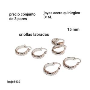 Aros LucJC 5432. Conjunto de 3 pares.