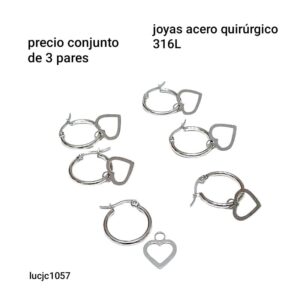Aros LucJC 1057. Conjunto de 3 pares.