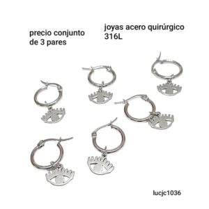 Aros LucJC 1036. Conjunto de 3 pares.