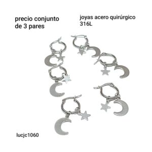 Aros LucJC 1060. Conjunto de 3 pares.