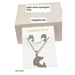 Trío LucMD 110102. Cadena con dije delfín + aros.