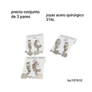 Aros LucMD 107610 Cartier con dijes. Conjunto de 3 pares.