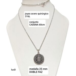 Conjunto LucMD: cadena 60cm con medalla doble faz.