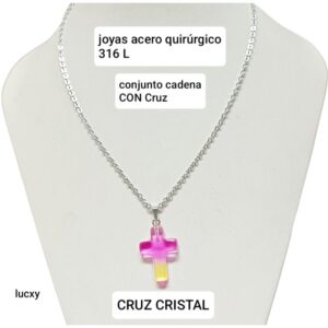 Conjunto LucXY. Cadena con dije cruz cristal.
