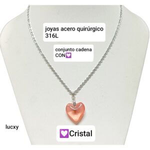 Conjunto LucXY. Cadena con dije corazón cristal