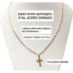 Conjunto LucMD: cadena de 60cm con cruz labrada.