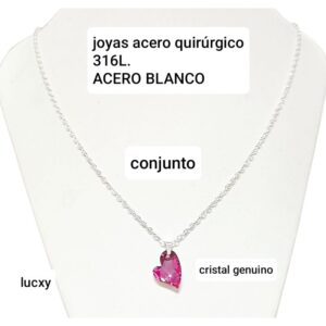 Conjunto LucXY. Cadena con dije cristal corazón.