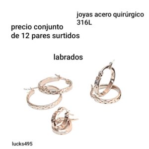 Aros Kas 495. Argollas labradas. Conjunto de 12 pares.