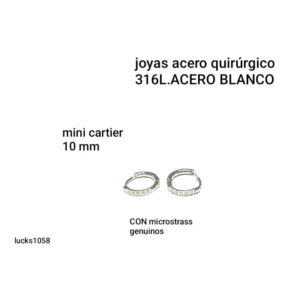 Aros Kas 1058. Mini Cartier con strass.