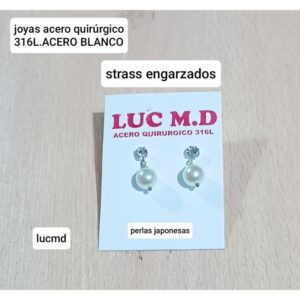 Aros LucMD. Perlas con strass engarzado.