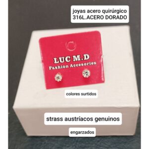 Aros LucMD. Strass engarzados. Colores surtidos.