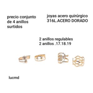 Anillos LucMD. Modelos y tamaños surtidos. Conjunto de 4 unidades.