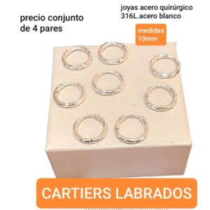 Aros LucKas 1106. Argollitas labradas 10mm. Conjunto de 4 pares.