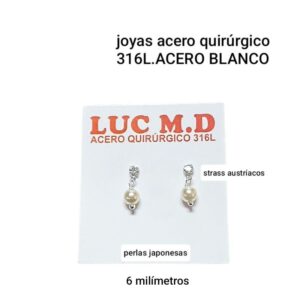 Aros LucMD. Perlas 6mm con strass.