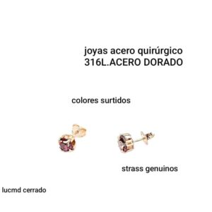 Aros LucMD. Strass engarzados. Colores surtidos.