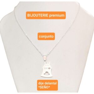 Conjunto LucMD: cadena con dije delantal seño.