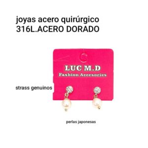 Aros perlas con strass.