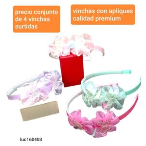 Vinchas LucMD 160403. Conjunto de 4 unidades. Colores surtidos.
