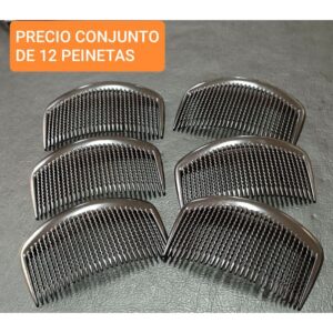 Peinetas color negro. Conjunto de 12 unidades.