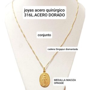 Conjunto LucMD: cadena singapur con medalla virgen.