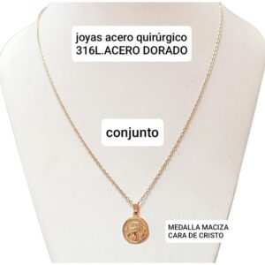 Conjunto LucMD: cadena con medalla cara de Cristo.