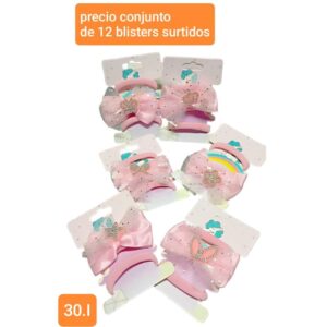 Colitas con apliques 30I. Conjunto de 12 blisters surtidos.