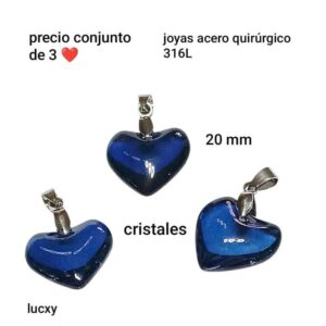 3 unidades de dije de cristal acero quirúrgico