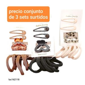 Set LucMD 162118. Tic-tacs + broche + colitas. Conjunto de 3 sets.