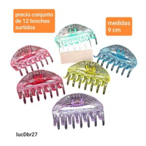 Broches LucD BR 27. Conjunto de 12 unidades. Colores surtidos.
