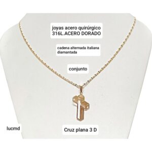Conjunto LucMD: cadena alternada con dije cruz plana.