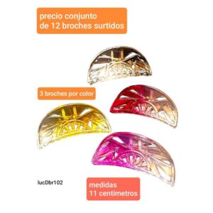 Broches LucD BR 102. Conjunto de 12 unidades. Colores surtidos.