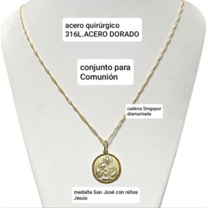 Conjunto LucMD: cadena con medalla San José.