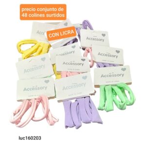 Gomas LucMD 160203. 5.5cm con licra. Conjunto de 48 unidades. Colores surtidos.