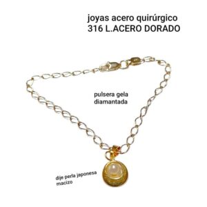 Pulsera LucMD. Cadena gela + dije con perla.