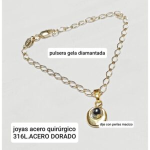 Pulsera LucMD. Cadena gela + dije con perla color.