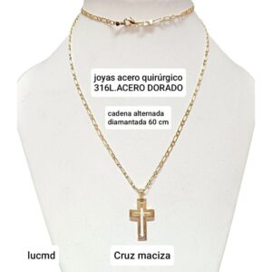 Conjunto LucMD. Cadena alternada x 60cm con cruz.